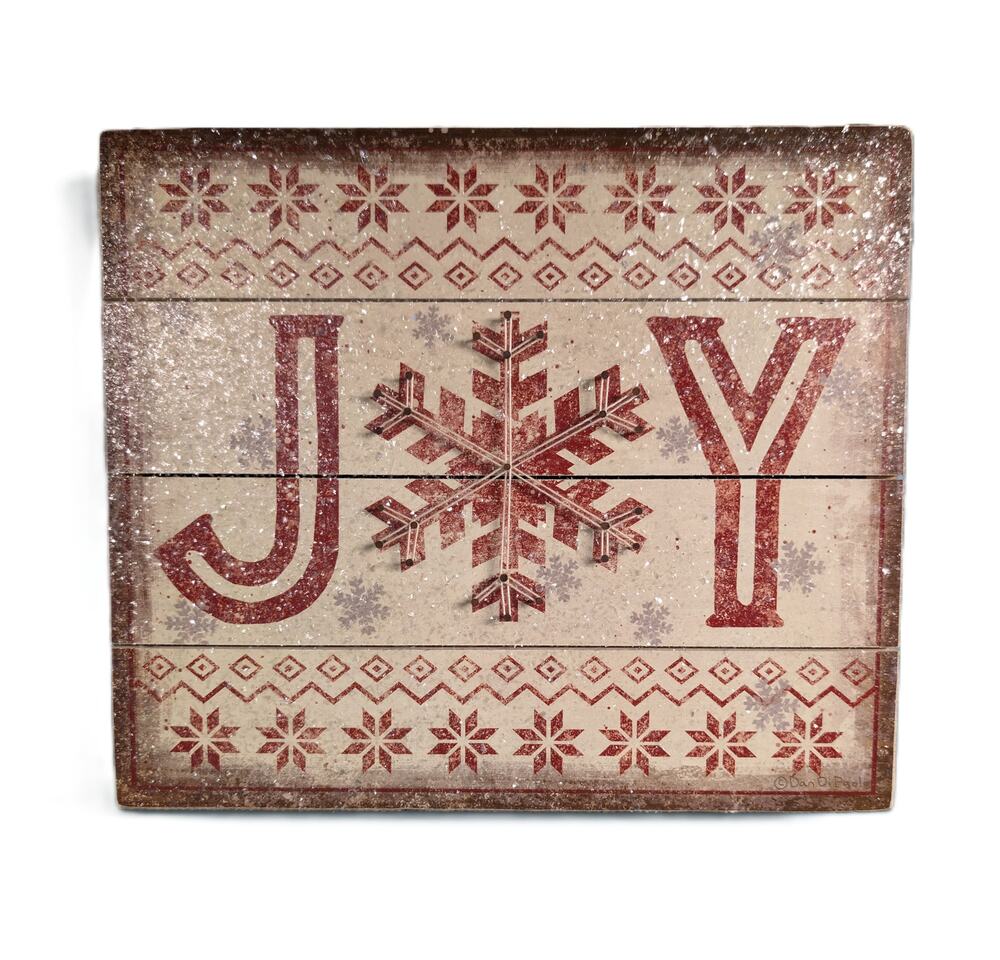 Primitives by Kathy JOY String Art Snowflake Box Sign 12 x 14” Red Nordic Wood
